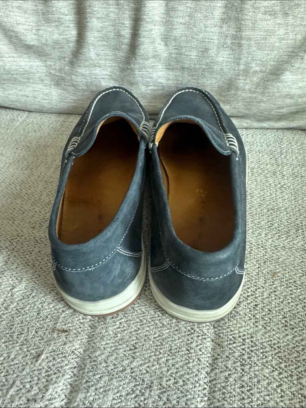Men's Peter Millar Leather Penny Loafers - Classic Casual Slip-On Navy Blue